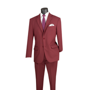 Men’s 2-Piece Regular Fit Single-Breasted Suit - Burgundy