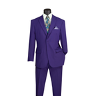 Purple regular-fit suit with a two-button notch-lapel jacket and matching trousers, front view.