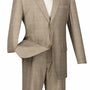 Fashinique Collection: Pompey Luxurious Wool Feel Glen Plaid Suit in Tan