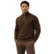 Brown Quarter-Zip Mock Neck Chenille Fancy Sweater by Stacy Adams