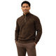 Brown Quarter-Zip Mock Neck Chenille Fancy Sweater by Stacy Adams