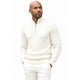 Cream Quarter-Zip Mock Neck Chenille Fancy Sweater by Stacy Adams