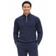 Navy Quarter-Zip Mock Neck Chenille Fancy Sweater by Stacy Adams