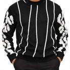 Stacy Adams 32026 black pu trim crewneck sweater - detail view