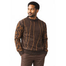 Stacy Adams 32026 brown pu trim crewneck sweater