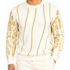 Stacy Adams 32026 cream pu trim crewneck sweater - detail view