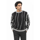 Stacy Adams 32026 grey pu trim crewneck sweater