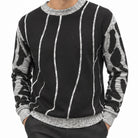 Stacy Adams 32026 grey pu trim crewneck sweater - detail view