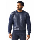 Stacy Adams 32026 navy pu trim crewneck sweater