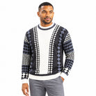 Stacy Adams 32027 grey geometric pu trim crewneck sweater