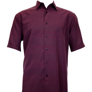 Burgundy Solid Tone on Tone Short Sleeve Shirt – Regular Fit