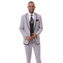 Rigant Collection: Black Seersucker 3-Piece Suit with Solid Vest and Contrast Trim