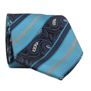 Men's Teal Striped Paisley Silk Tie