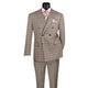 Luxelito Collection: Light Taupe 2 Piece Glen Plaid Double Breasted Modern Fit Suit