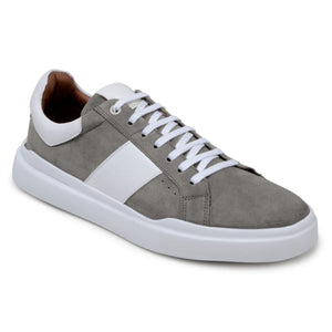 Belvedere Olivier Pewter & White Suede Leather Sneakers