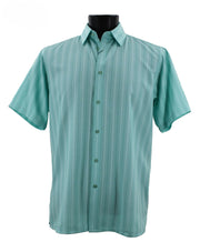 Regent's Line Seafoam Green Vertical Stripe Microfiber Short Sleeve Shirt –  Full Cut