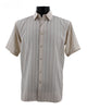 Regent's Line Beige Vertical Stripe Microfiber Short Sleeve Shirt –  Full Cut