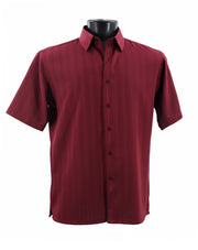 Regent's Line Burgundy Vertical Stripe Microfiber Short Sleeve Shirt –  Full Cut
