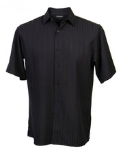 Regent's Line Black Vertical Stripe Microfiber Short Sleeve Shirt –  Full Cut