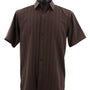 Regent's Line Chocolate Brown Vertical Stripe Microfiber Short Sleeve Shirt –  Full Cut