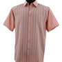 Regent's Line Peach Vertical Stripe Microfiber Short Sleeve Shirt – Full Cut