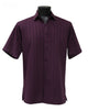 Regent's Line Plum Vertical Stripe Microfiber Short Sleeve Shirt – Full Cut