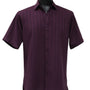 Regent's Line Plum Vertical Stripe Microfiber Short Sleeve Shirt – Full Cut