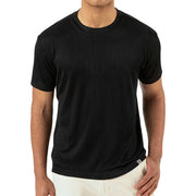 Black Classic Crew Neck Ribbed T-Shirt By Stacy Adams