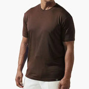 Brown Classic Crew Neck Ribbed T-Shirt By Stacy Adams