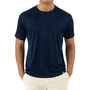 Navy Classic Crew Neck Ribbed T-Shirt By Stacy Adams