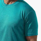close-up of aqua crew neck short sleeve t shirt