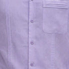 lavender short sleeve walking suit shirt with pleated pintuck front detail
