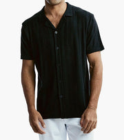 Knitted Design Polo Short Sleeve Shirt  51001 - Black