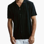 Knitted Design Polo Short Sleeve Shirt  51001 - Black