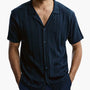 Knitted Design Polo Short Sleeve Shirt  51001 - Navy
