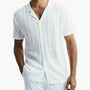 Knitted Design Polo Short Sleeve Shirt  51001 - White