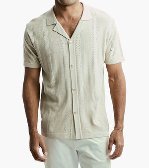 Knitted Design Polo Short Sleeve Shirt  51001 - Sand