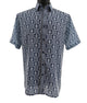 Navy Geometric Medallion Print Short Sleeve Shirt