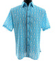 Turquoise Geometric Medallion Print Short Sleeve Shirt