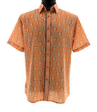 Orange geometric medallion print short sleeve shirt