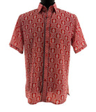 Red geometric medallion print short sleeve shirt