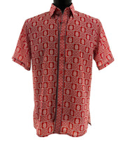 Red Geometric Medallion Print Short Sleeve Shirt