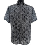 Black geometric medallion print short sleeve shirt