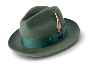 Hunter Lightfelt 2 1/2" Wide Brim Wool Felt Pinch Crown Fedora Hat by Montique