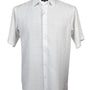 ShadowGrid Collection White Plaid Texture Microfiber Short Sleeve Shirt – Full Cut