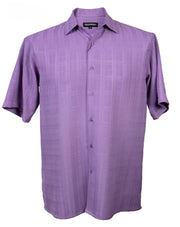 ShadowGrid Collection Lavender Plaid Texture Microfiber Short Sleeve Shirt – Full Cut