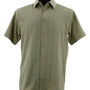 ShadowGrid Collection Olive Plaid Texture Microfiber Short Sleeve Shirt – Full Cut