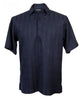 ShadowGrid Collection Deep Navy Plaid Texture Microfiber Short Sleeve Shirt – Full Cut