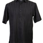 ShadowGrid Collection Black Plaid Texture Microfiber Short Sleeve Shirt – Full Cut