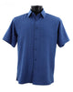 ShadowGrid Collection Mid Royal Plaid Texture Microfiber Short Sleeve Shirt – Full Cut